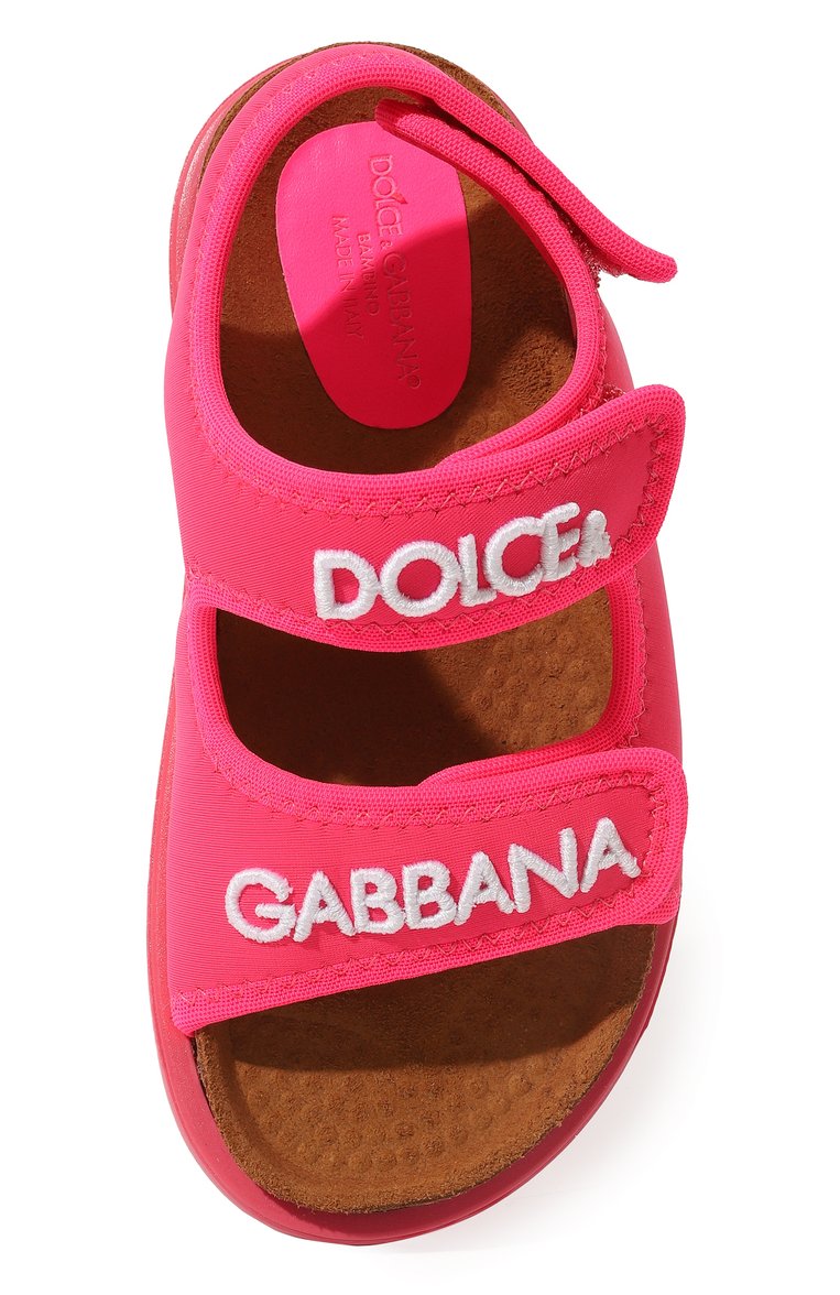 Детские сандалии DOLCE & GABBANA розового цвета, арт. DA5128/AQ687/24-28 | Фото 4 (Материал внешний: Текстиль; Материал сплава: Проставлено; Нос: Не проставлено; Материал внутренний: Текстиль)