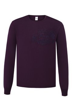 Мужской шерстяной джемпер BERLUTI фиолетового цвета, арт. R15KRL115-005 | Фото 1 (Рукава от горловины: Длинные; Материал внешний: Шерсть; Длина (для топов): Стандартные; Рукава: Длинные; Статус проверки: Проверена категория, Проверено; Мужское Кросс-КТ: Джемперы; Принт: С принтом; Вырез: Круглый; Материал сплава: Проставлено, Проверено; Драгоценные камни: Проставлено; Стили: Кэжуэл)