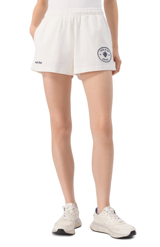 Хлопковые шорты Sporty & Rich x Hotel Eden Roc Sporty and Rich SH03760666WH01 Белый  SH03760666WH01 Фото 3