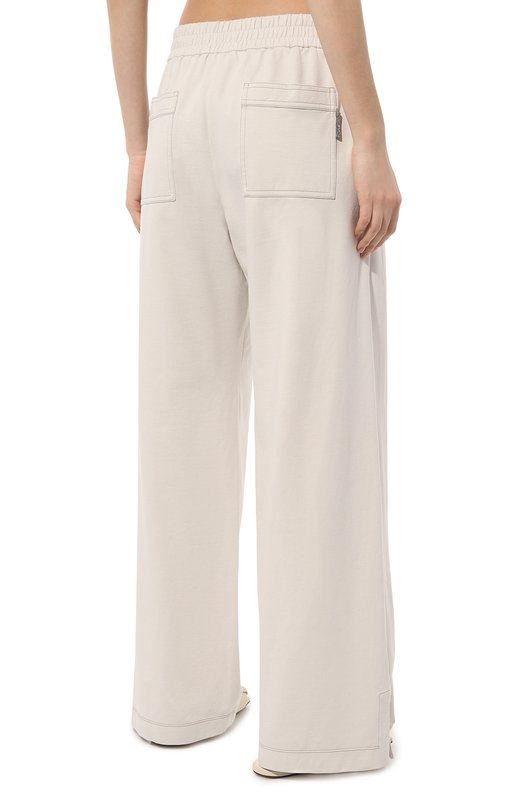 Хлопковые брюки Brunello Cucinelli MH827B1334 Кремовый  MH827B1334 Фото 4