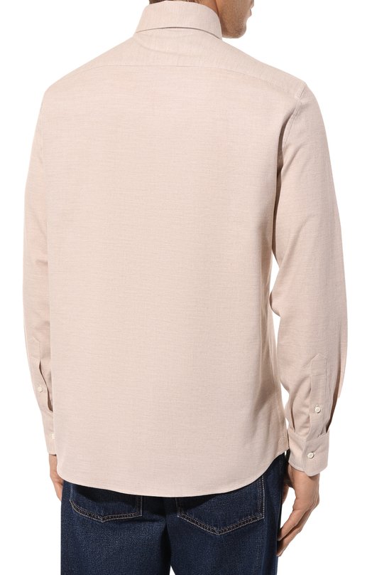 Хлопковая рубашка Brunello Cucinelli MA7520627 Бежевый  MA7520627 Фото 4