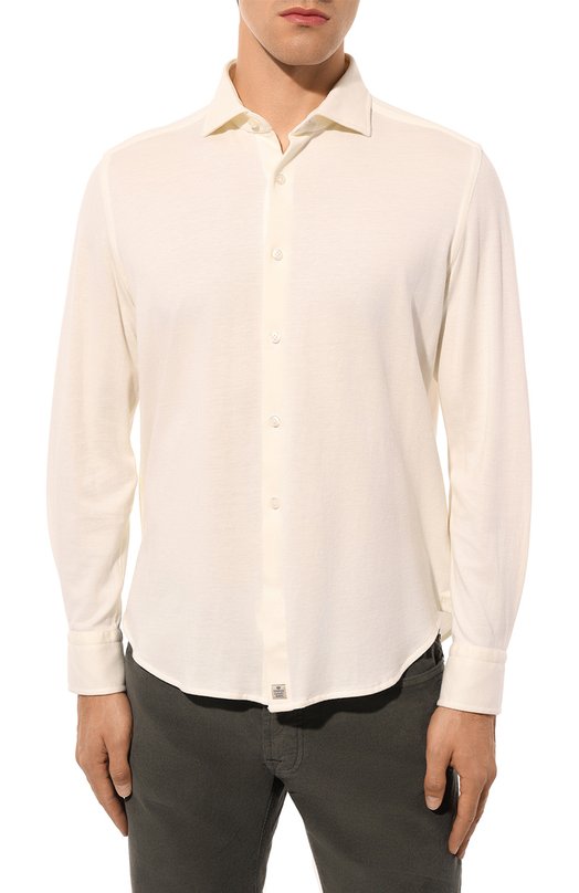 Рубашка из хлопка и кашемира Sonrisa Кремовый, фото 3