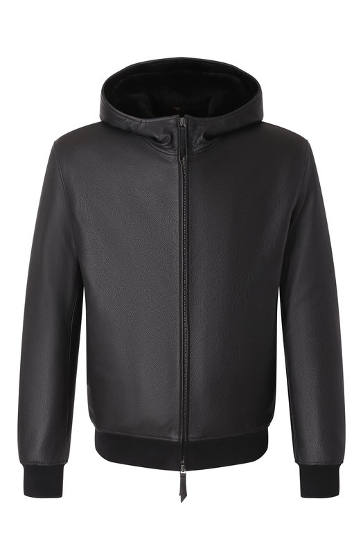 Кожаный бомбер с меховой подкладкой MVST SWEAT913/274-00/60 Чёрный SWEAT913/274-00/60