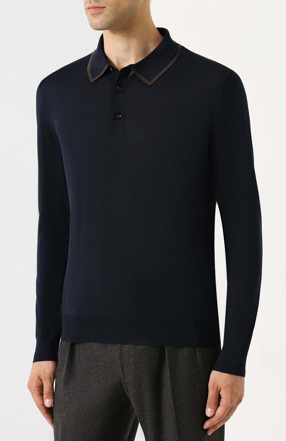 Поло с длинными рукавами из смеси шерсти и шелка ZEGNA, арт. URG00/132, фото 3