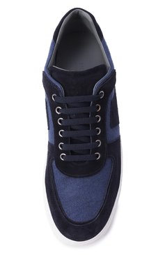 Мужские комбинированные кеды CORNELIANI синего цвета, арт. 25TM70-2520911 | Фото 6 (Материал внешний: Натуральная кожа, Текстиль; Подошва: Массивная; Материал внутренний: Натуральная кожа; Стили: Классический; Кросс-КТ: Низкие; Материал �утеплителя: Без утеплителя)