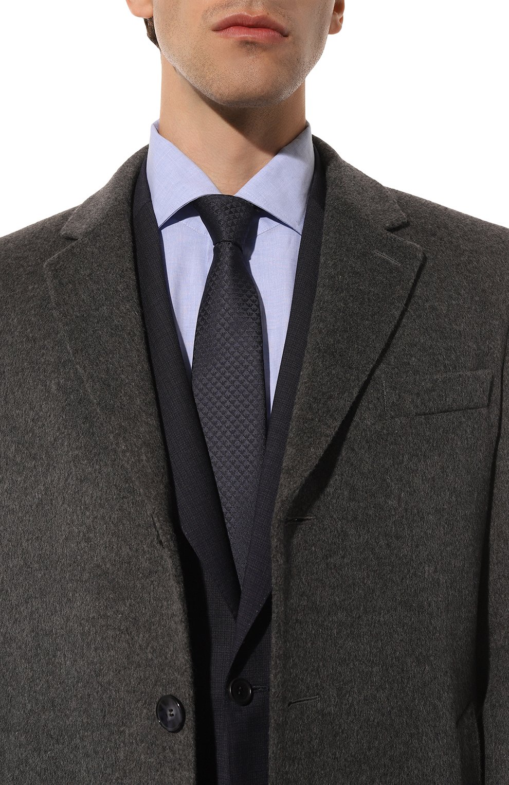 Шелковый галстук EMPORIO ARMANI синего цвета по цене 16650 руб., арт. 340075/CC113, фото 2 Шелковый галстук EMPORIO ARMANI, арт. 340075/CC113, фото 2