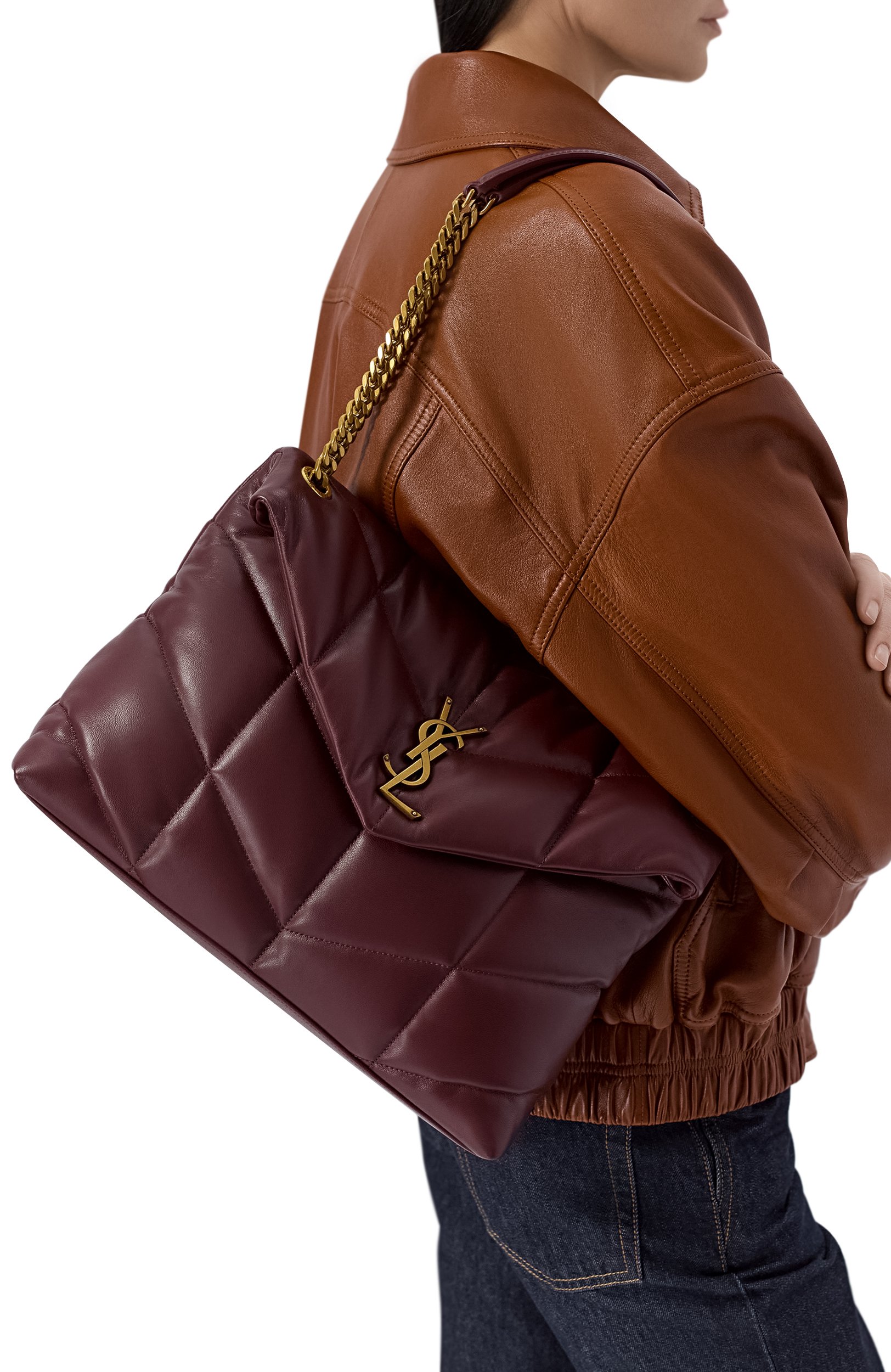 Сумка puffer medium SAINT LAURENT бордового цвета по цене 454500 руб., арт. 577475/1EL07, фото 2 Сумка puffer medium SAINT LAURENT, арт. 577475/1EL07, фото 2
