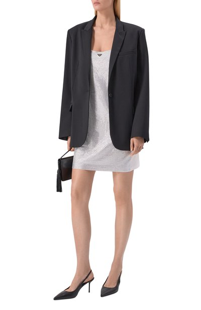 Платье с отделкой стразами PRADA белого цвета по цене 315500 руб., арт. 33576R/13TI, фото 2 Платье с отделкой стразами PRADA, арт. 33576R/13TI, фото 2