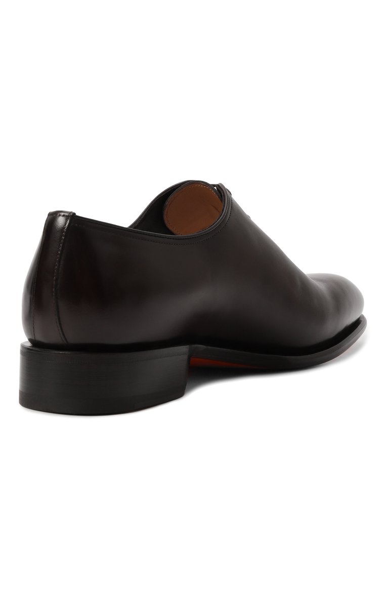 Мужские кожаные оксфорды SANTONI темно-коричневого цвета, арт. MCCG16229MC1HVVDN01 | Фото 5 (Материал внешний: Натуральная кожа; Материал сплава: Проставлено; Материал внутренний: Натуральная кожа; Нос: Не проставлено; Стили: Классический)