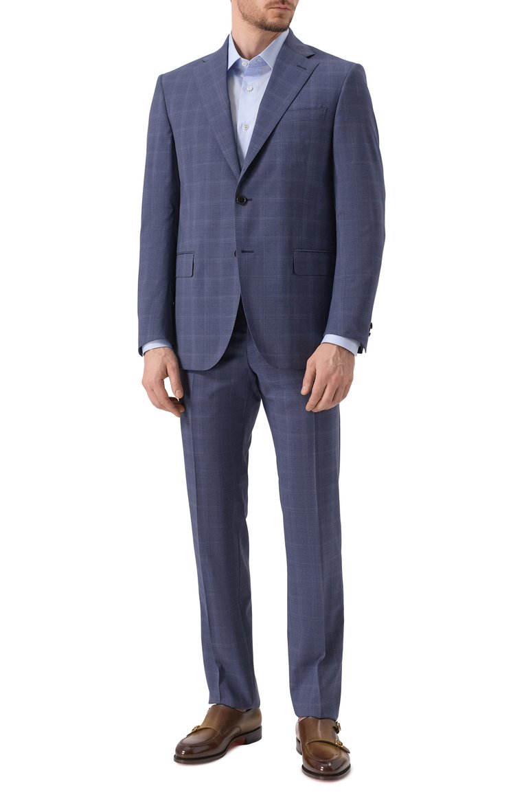 Мужской шерстяной костюм CORNELIANI темно-синего цвета, арт. 25X008-2517421_SET | Фото 2 (Материал внешний: Шерсть; Рукава: Длинные; Костюмы М: Однобортный; Стили: Классический, Кэжуэл; Автоматизация состава: Проставлено; Автоматизация ТО: Проставлено)