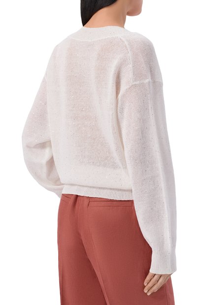 Пуловер изо льна и хлопка BRUNELLO CUCINELLI, арт. MDT746412, фото 4