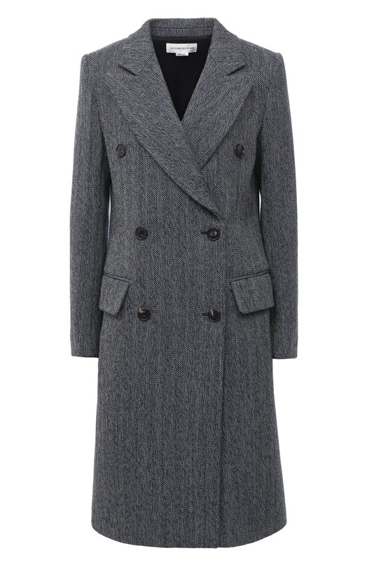 

Пальто из шерсти и хлопка Victoria Beckham, Синий