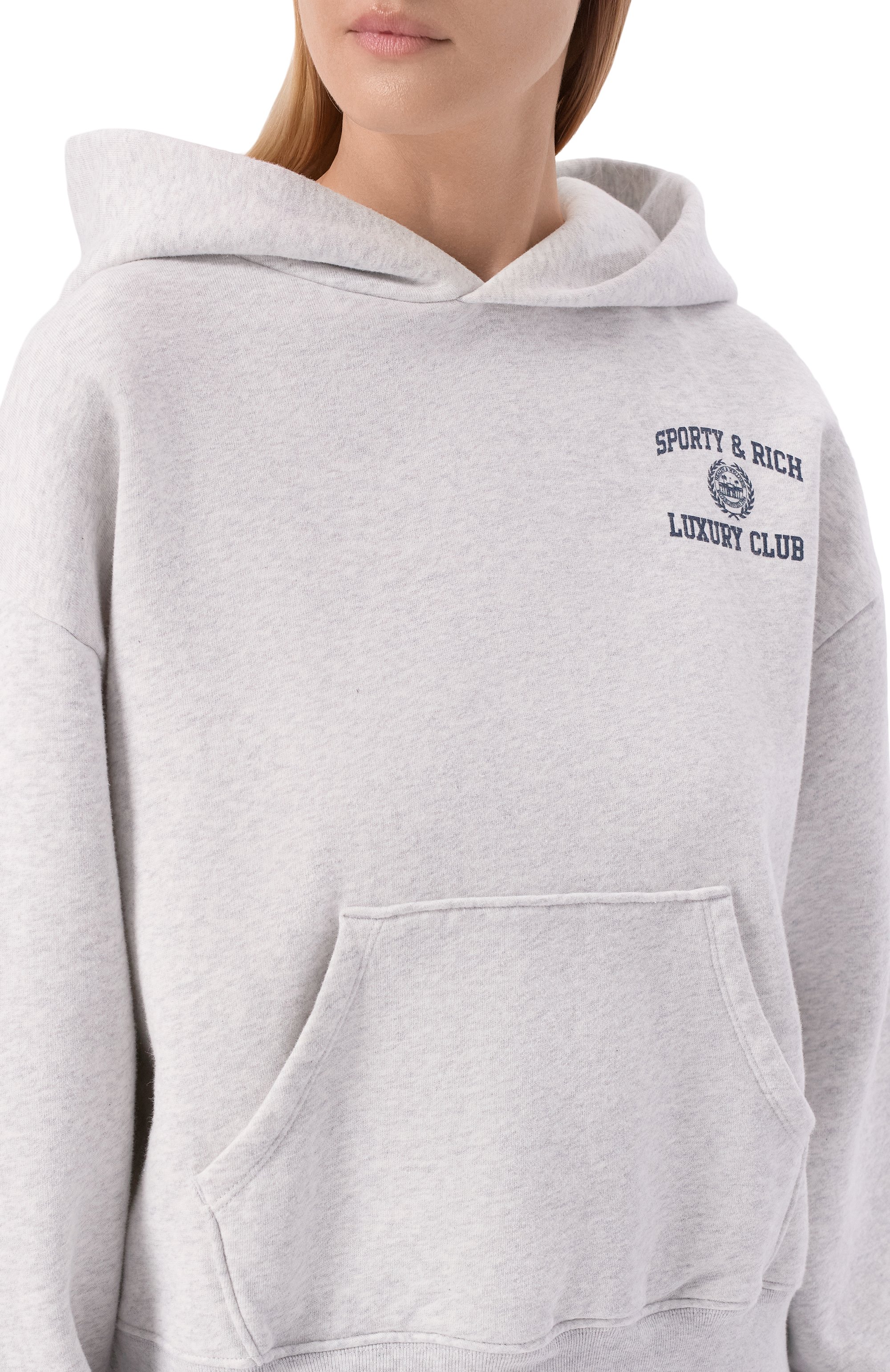 Хлопковое худи luxury club SPORTY AND RICH, арт. ST0957842GY03/S&R LUXURY CLUB H00DIE, фото 5