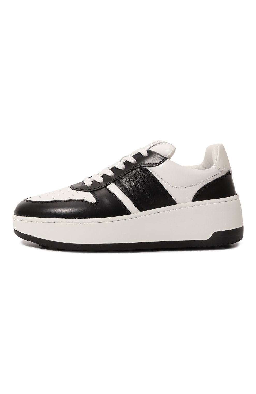 Кожаные кеды TOD’S черно-белого цвета по цене 72700 руб., арт. XXW88K0HP30/SRM, фото 4 Кожаные кеды TOD’S, арт. XXW88K0HP30/SRM, фото 4