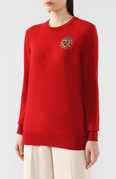 Кашемировый пуловер DOLCE & GABBANA красного цвета по цене 125000 руб., арт. FX089Z/JAWKZ, фото 3 Кашемировый пуловер DOLCE & GABBANA, арт. FX089Z/JAWKZ, фото 3