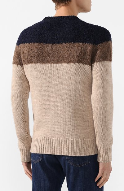 Шерстяной свитер с принтом MONCLER бежевого цвета по цене 36250 руб., арт. D2-091-90307-00-999CW, фото 4 Шерстяной свитер с принтом MONCLER, арт. D2-091-90307-00-999CW, фото 4