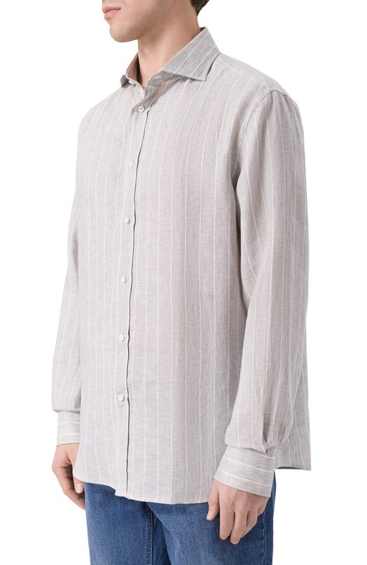 Льняная рубашка Brunello Cucinelli MA6860627 Серый  MA6860627 Фото 3
