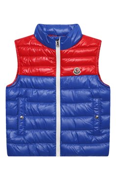 Детский пуховый жилет domet MONCLER синего цвета, арт. H1-954-1A000-13-68950/4-6A | Фото 1 (Мальчики Кросс-КТ: Верхняя одежда; Материал внешний: Синтетический материал; Материал сплава: Проставлено; Материал подклада: Синтетический материал; Рукава: Без рукавов; Драгоценные камни: Проставлено; Материал утеплителя: Пух и перо; Ростовка одежда: 4 года | 104 см, 5 лет | 110 см, 6 лет | 116 см)