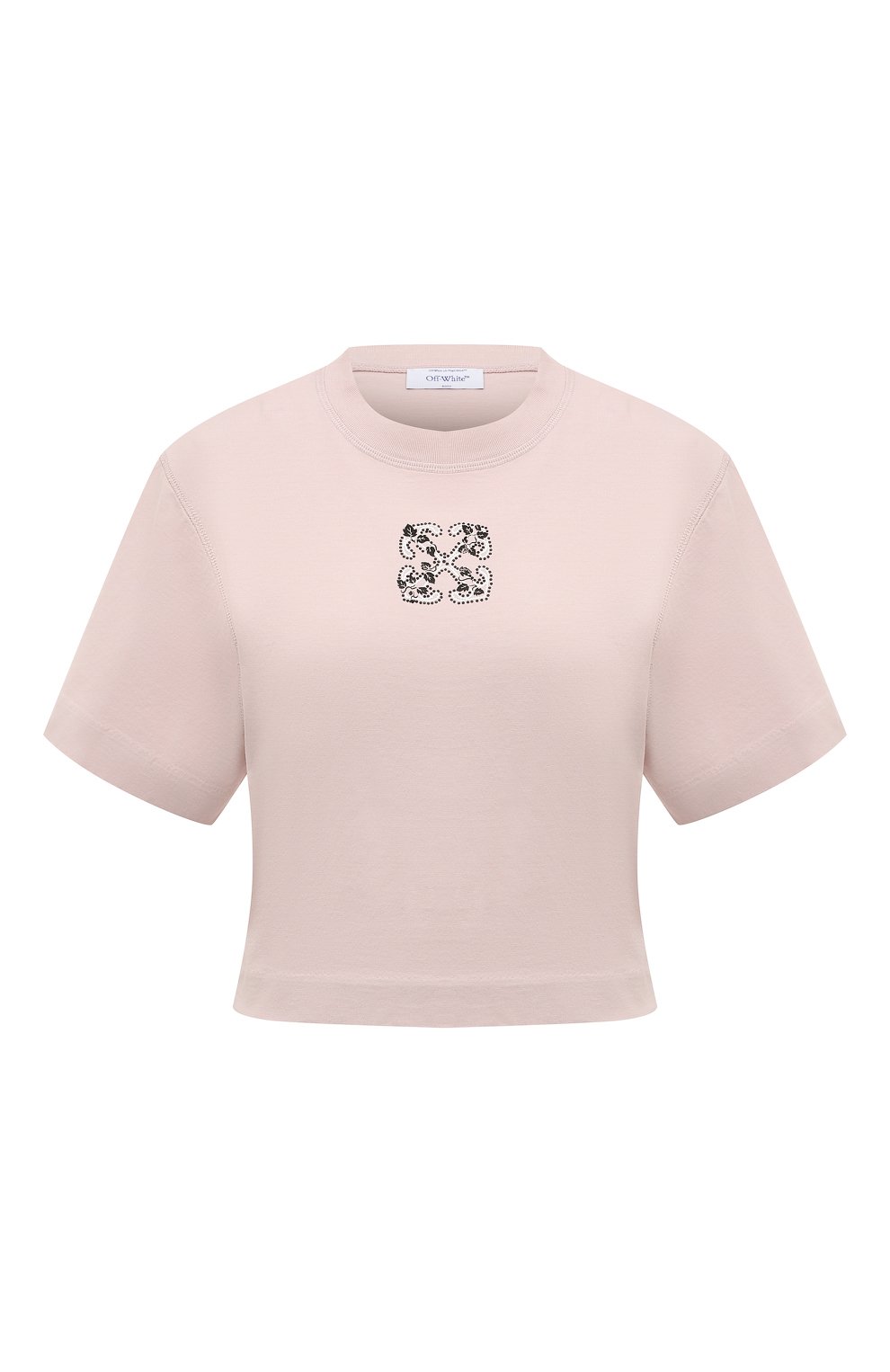 Хлопковая футболка OFF-WHITE розового цвета по цене 33850 руб., арт. 0WAA090S24JER005, фото 1 Хлопковая футболка OFF-WHITE, арт. 0WAA090S24JER005, фото 1