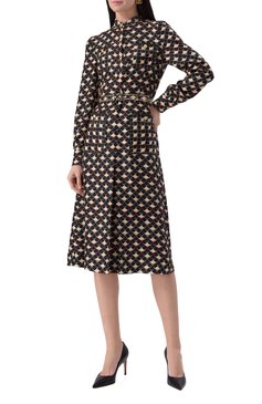 Женское шелковое платье VALENTINO разноцветного цвета, арт. 6B3VAF61943 | Фото 3 (Драгоценные камни: Проставлено; Материал сплава: Проставлено; Материал внешний: Шелк; Длина Ж (юбки, платья, шорты): Миди; Рукава: Длинные; Стили: Кэжуэл; Женское Кросс-КТ: Платье-одежда; Случай: Повседневный)