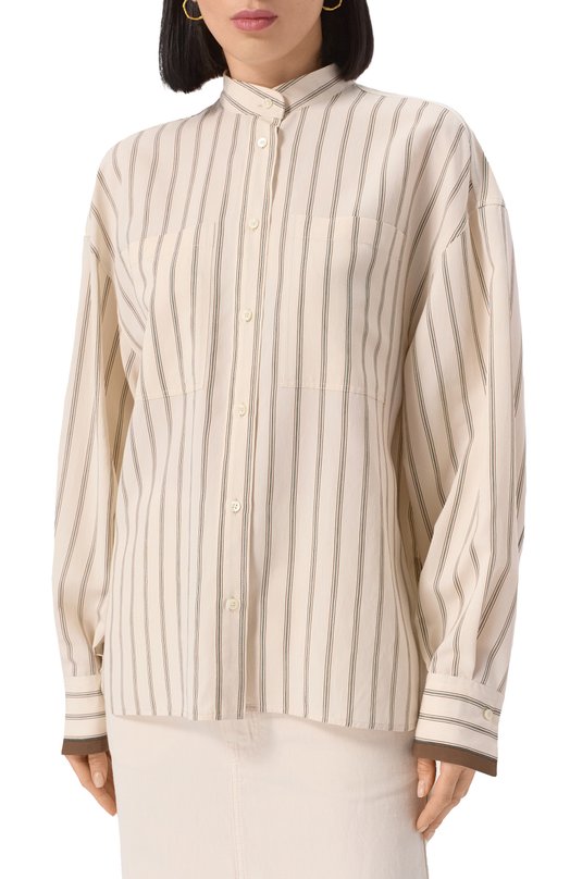 Рубашка из вискозы Brunello Cucinelli MH769RD626 Кремовый  MH769RD626 Фото 3