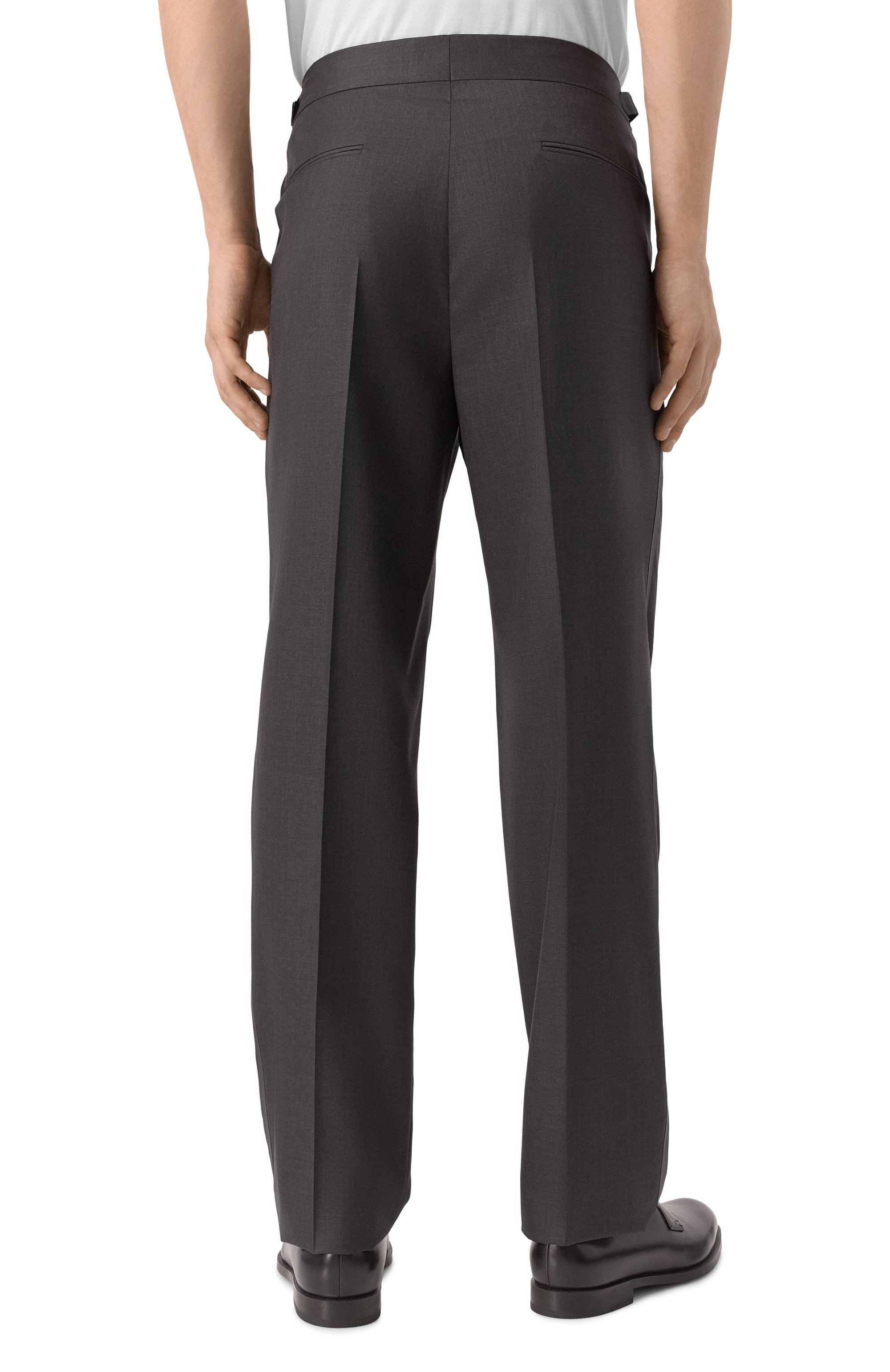 Брюки из шерсти и шелка BRUNELLO CUCINELLI темно-серого цвета по цене 180500 руб., арт. MF460PS03, фото 4 Брюки из шерсти и шелка BRUNELLO CUCINELLI, арт. MF460PS03, фото 4