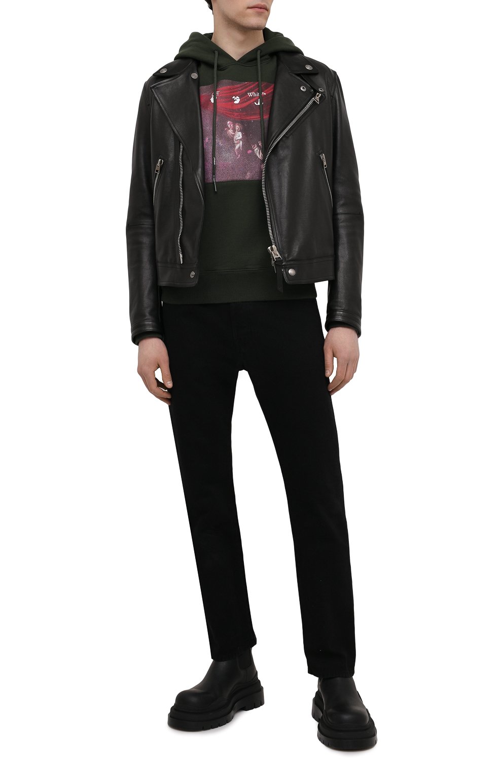 Хлопковое худи OFF-WHITE хаки цвета по цене 55700 руб., арт. 0MBB034S21FLE007, фото 2 Хлопковое худи OFF-WHITE, арт. 0MBB034S21FLE007, фото 2