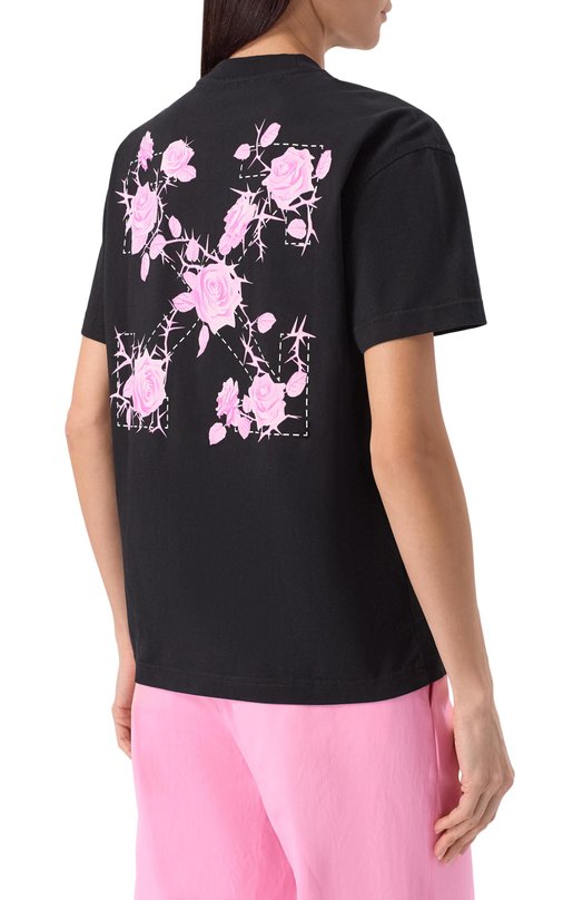 Хлопковая футболка Off-White 0WAA089S25JER0011001 Чёрный  0WAA089S25JER0011001 Фото 4