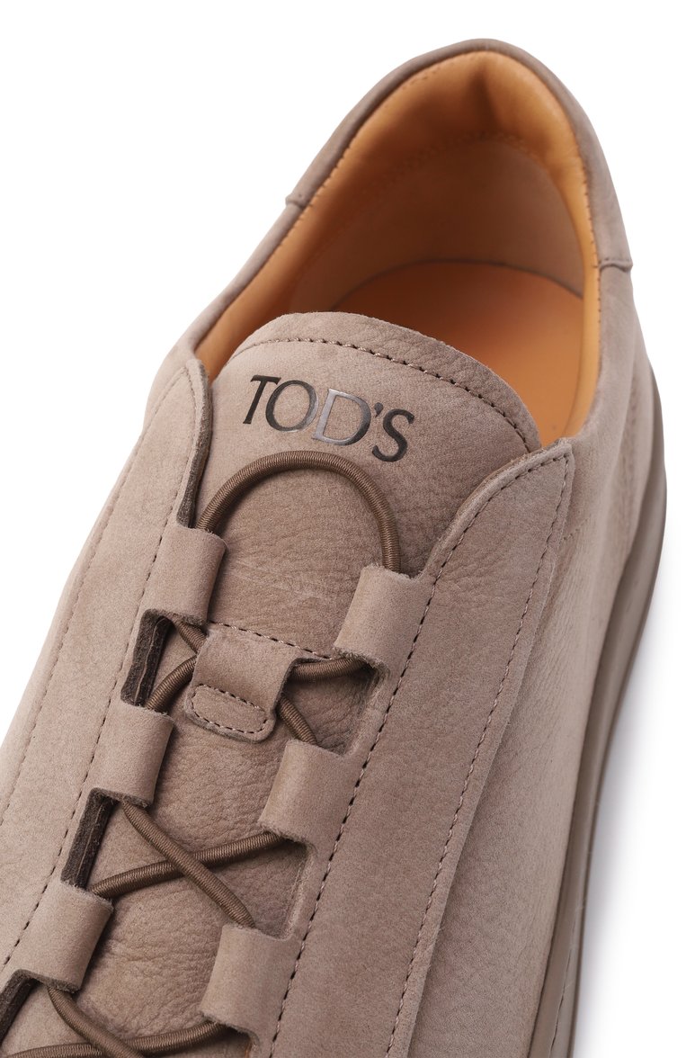 Мужские кеды из нубука TOD’S бежевого цвета, арт. XXM04L0JF40/6RN | Фото 7 (Материал внешний: Натуральная кожа; Подошва: Плоская; Материал внутренний: Натуральная кожа; Автоматизация ТО: Проставлено; Автоматизация состава: Проставлено; Материал утеплителя: Без утеплителя; Стили: Классический; Кросс-КТ: Низкие)