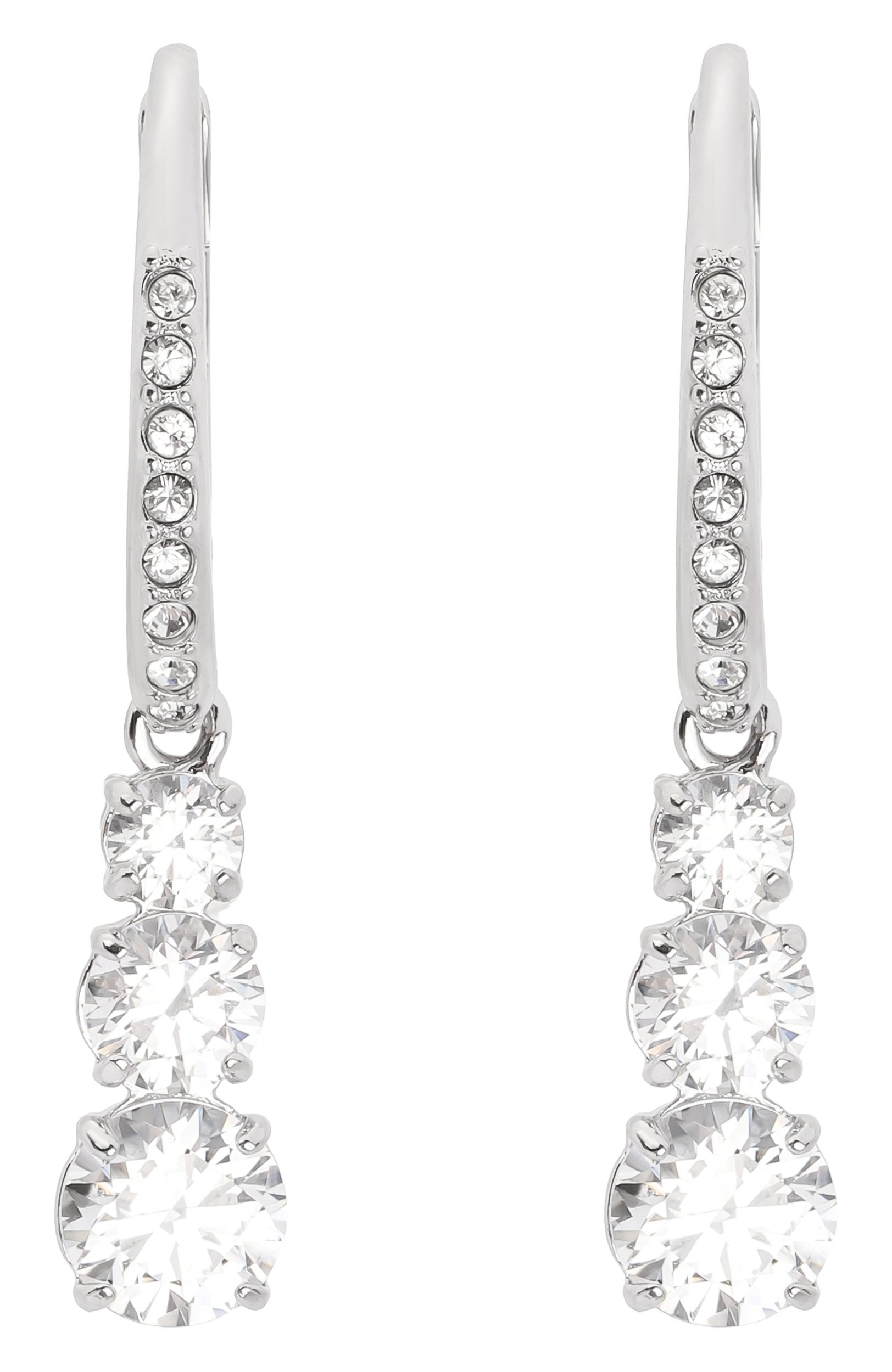 Серьги attract trilogy SWAROVSKI серебряного цвета по цене 15250 руб., арт. 5416155, фото 1 Серьги attract trilogy SWAROVSKI, арт. 5416155, фото 1