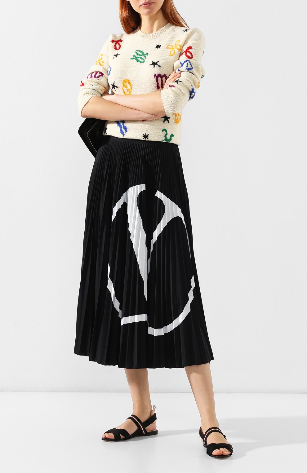 Плиссированная юбка VALENTINO, арт. RB0MD00P4M4, фото 2