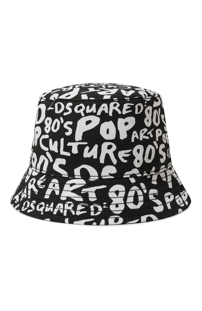 Детская хлопковая панама DSQUARED2 черно-белого цвета, арт. DQ2341/D0A8P | Фото 1 (Нос: Не проставлено; Материал: Хлопок, Текстиль)