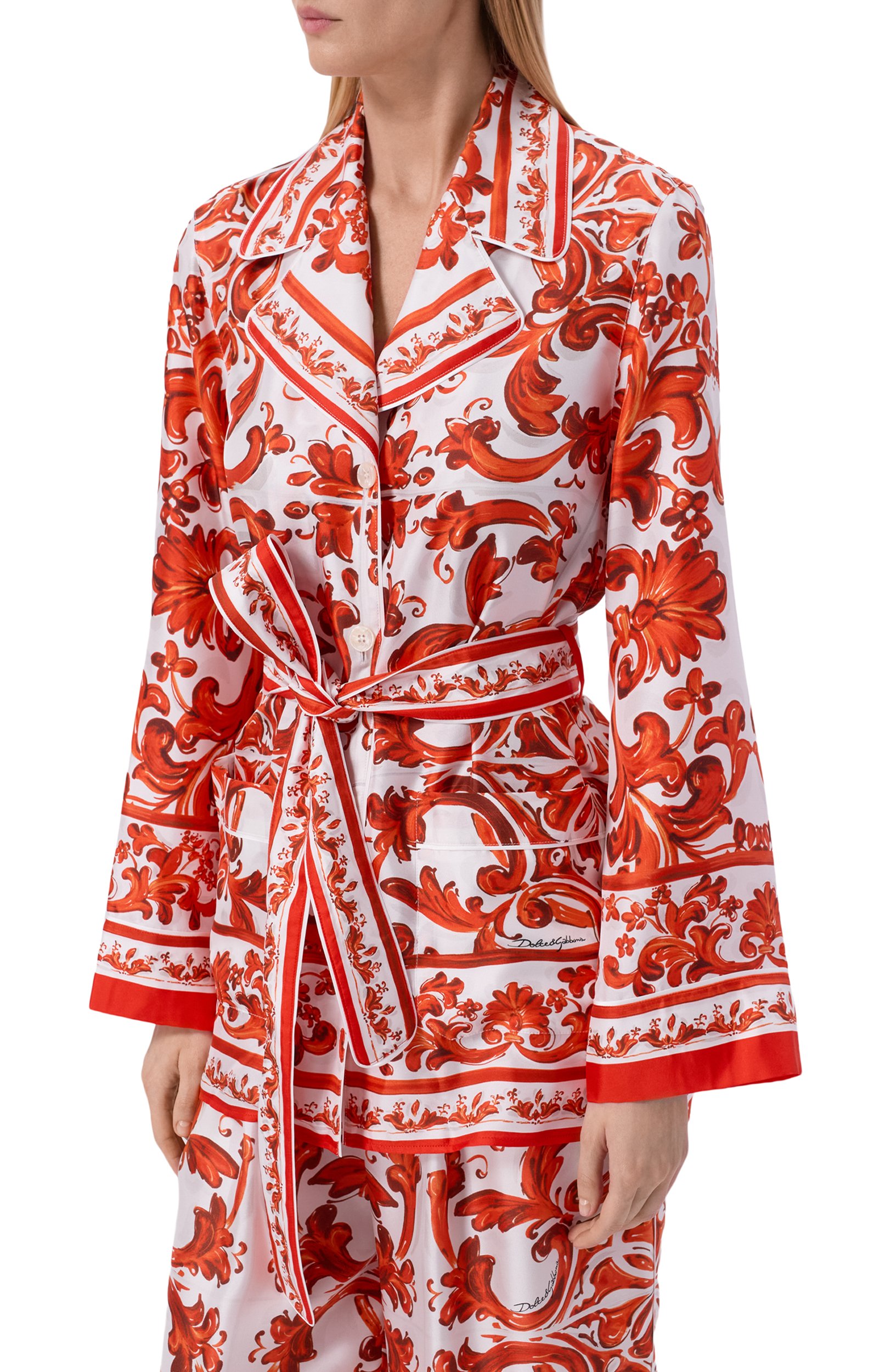 Шелковая рубашка DOLCE & GABBANA оранжевого цвета по цене 309000 руб., арт. F5Q03T/GDDRE, фото 3 Шелковая рубашка DOLCE & GABBANA, арт. F5Q03T/GDDRE, фото 3