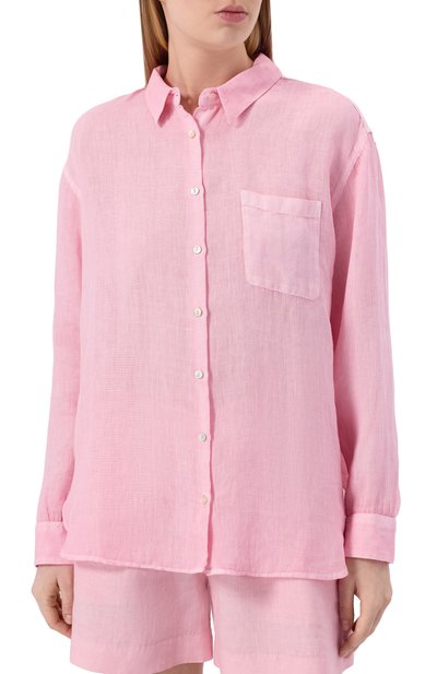 Льняная рубашка 120% LINO розового цвета по цене 32050 руб., арт. 33ALIW19GE/0000115_001, фото 3 Льняная рубашка 120% LINO, арт. 33ALIW19GE/0000115_001, фото 3
