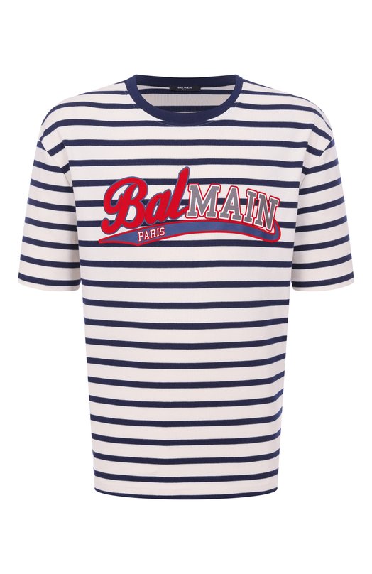 Хлопковая футболка Balmain FH0EG180/BD15 Синий FH0EG180/BD15