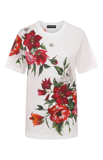 Женская хлопковая футболка DOLCE & GABBANA, арт. F8U04T/GDDC3