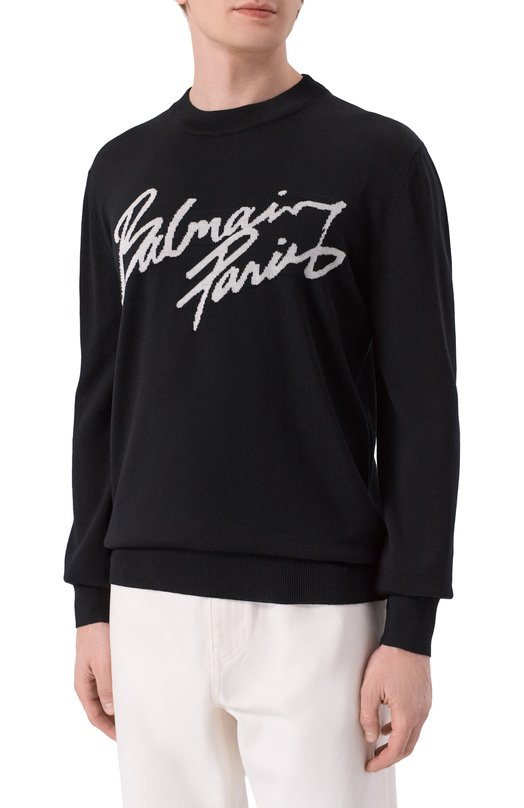 Шерстяной джемпер Balmain GH1KD000/KJ61 Чёрный  GH1KD000/KJ61 Фото 3