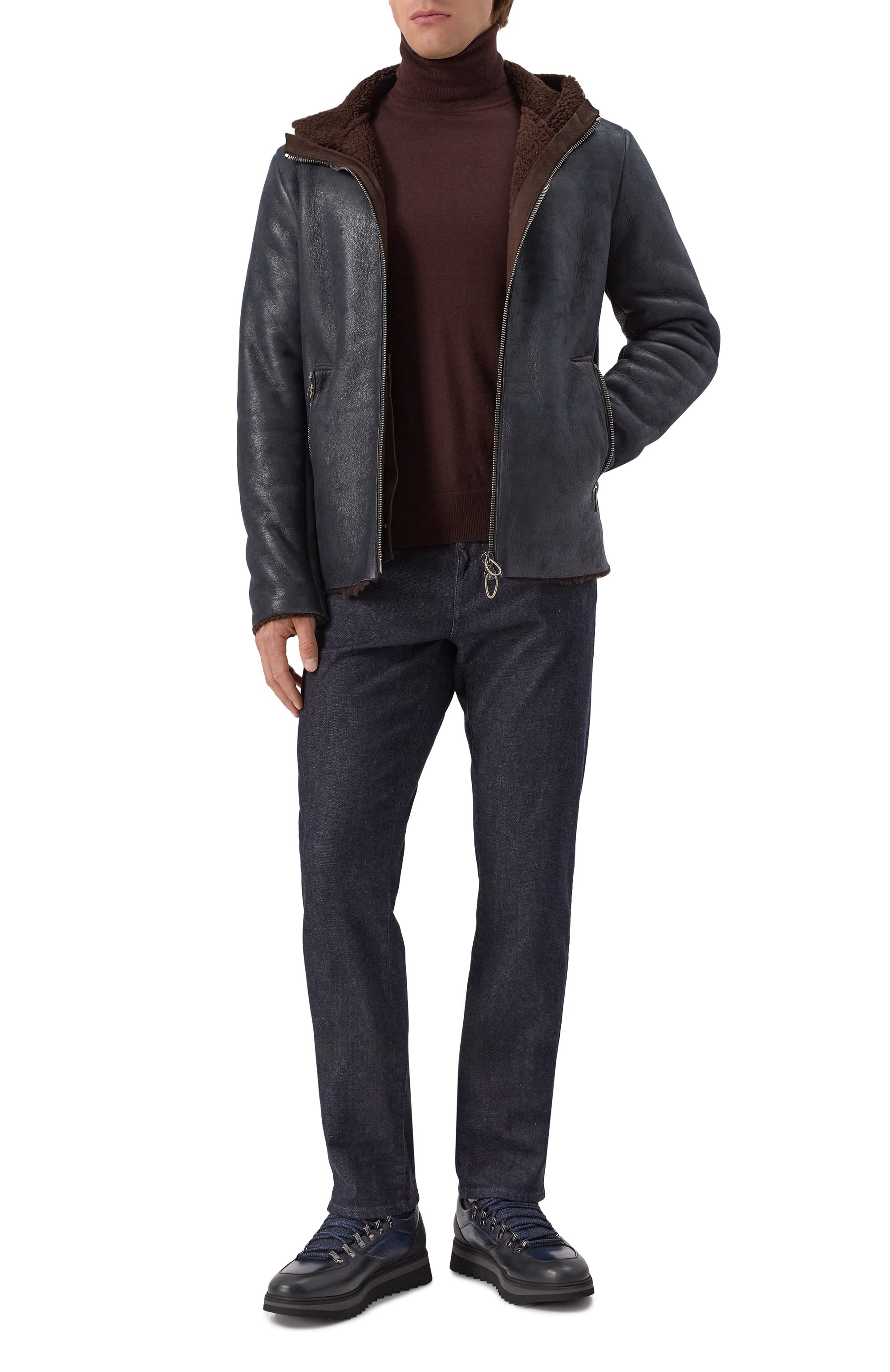 Дубленка из овчины DANIELE BASTA темно-синего цвета по цене 312500 руб., арт. DB1049S61S59GRP, фото 2 Дубленка из овчины DANIELE BASTA, арт. DB1049S61S59GRP, фото 2