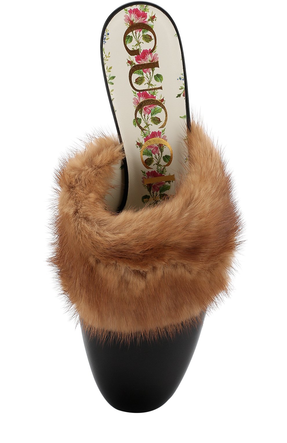 Кожаные мюли с отделкой из меха норки на декорированном каблуке GUCCI, арт. 502872/EYR40, фото 5