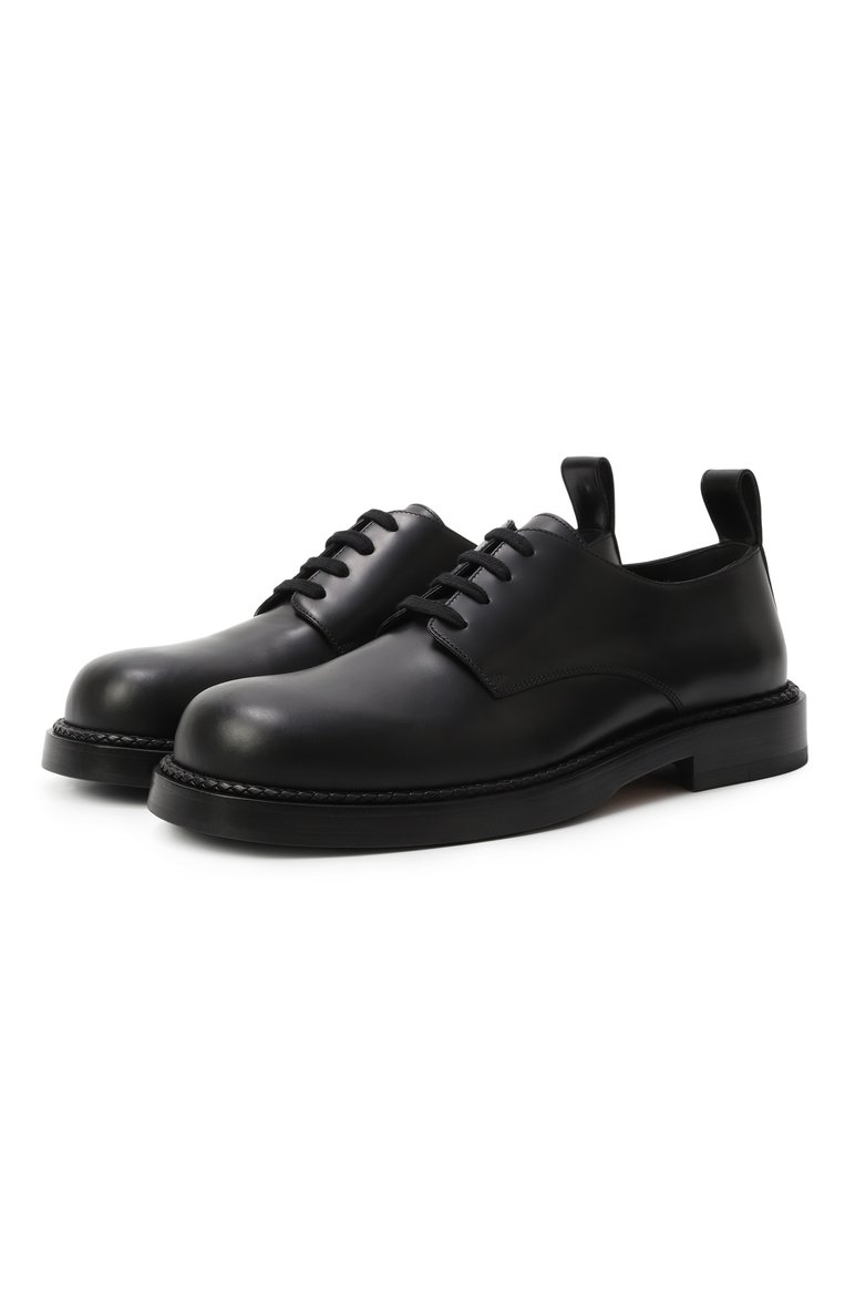 Мужские кожаные дерби BOTTEGA VENETA черного цвета, арт. 754565V2WX0 1000 | Фото 1 (Материал внешний: Натуральная кожа; Материал внутренний: Натуральная кожа; Нос: Не проставлено; Стили: Классический; Автоматизация состава: Проставлено)