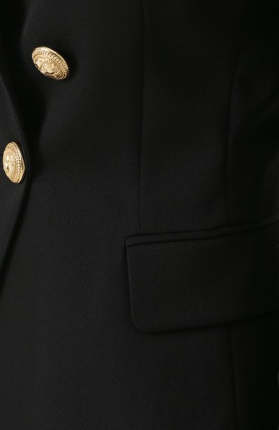 Двубортный приталенный жакет из шерсти BALMAIN черного цвета по цене 191000 руб., арт. 997498/132L, фото 5 Двубортный приталенный жакет из шерсти BALMAIN, арт. 997498/132L, фото 5