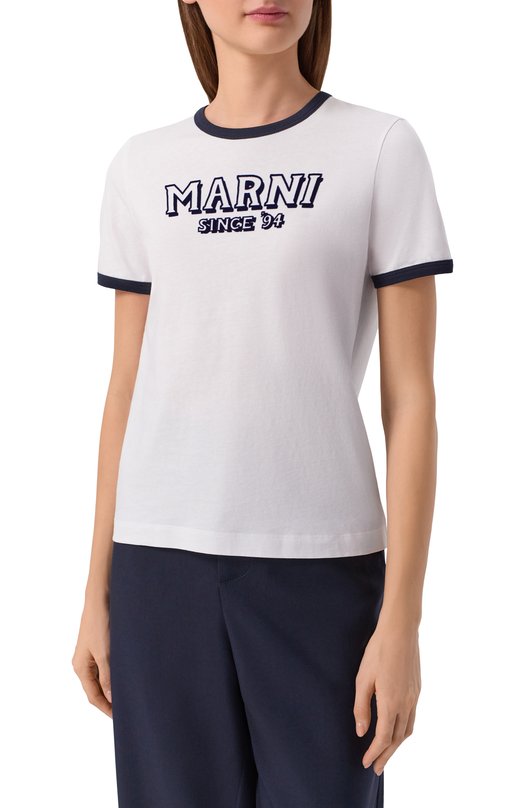 Хлопковая футболка Marni THJE0390P0/USCY91 Белый  THJE0390P0/USCY91 Фото 3