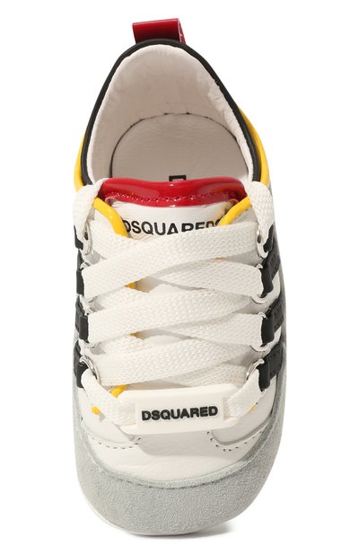 Кожаные пинетки DSQUARED2 белого цвета по цене 17550 руб., арт. 70680 VAR.2, фото 4 Кожаные пинетки DSQUARED2, арт. 70680 VAR.2, фото 4