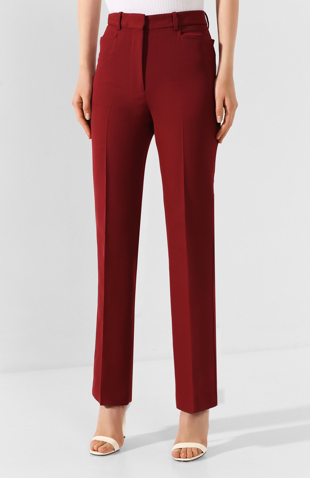Брюки VICTORIA BECKHAM бордового цвета по цене 82950 руб., арт. 1120WTR000629C, фото 3 Брюки VICTORIA BECKHAM, арт. 1120WTR000629C, фото 3