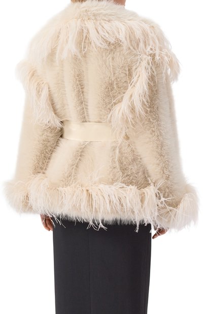 Шуба с отделкой перьями ELIE SAAB, арт. J0148AP25/FR001, фото 4