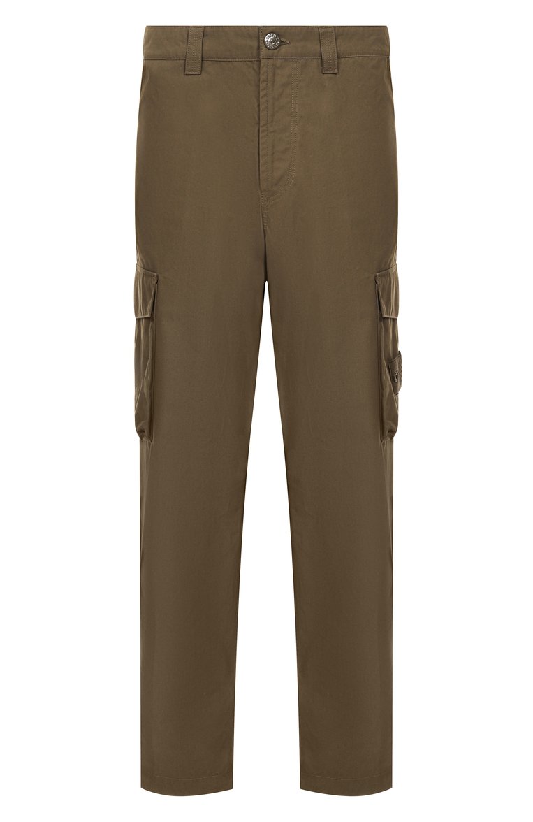 Мужские хлопковые брюки-карго STONE ISLAND хаки цвета, арт. 8115311F1 | Фото 1 (Длина (брюки, джинсы): Стандартные; Материал внешний: Хлопок; Силуэт М (брюки): Карго; Случай: Повседневный; Стили: Кэжуэл)