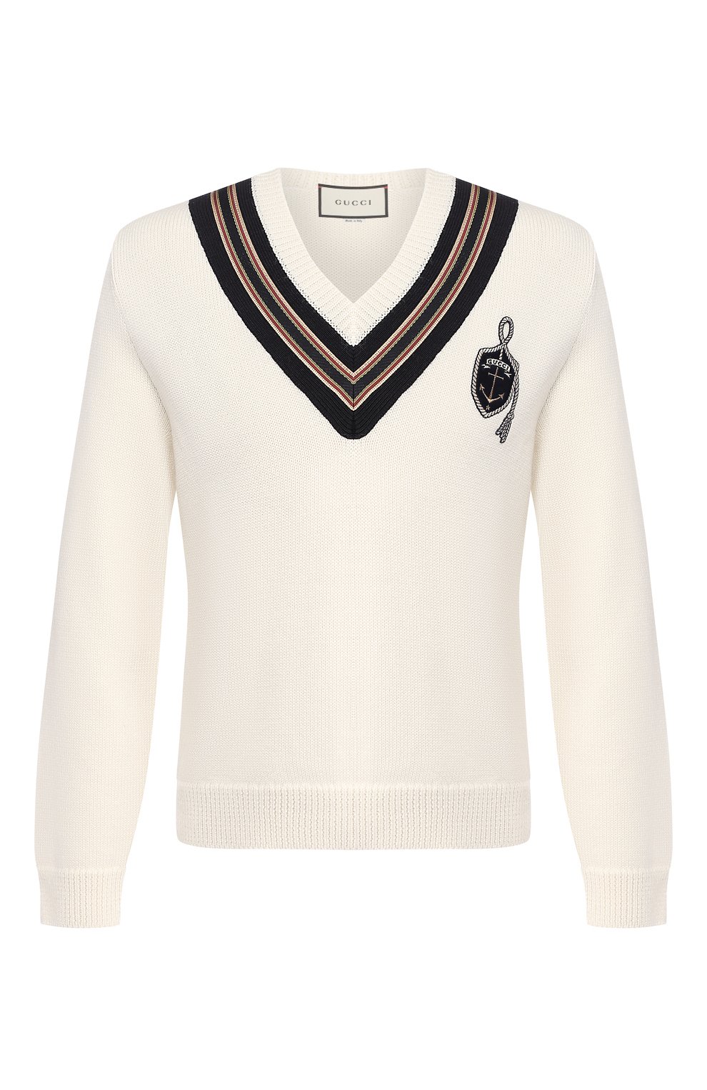 Шерстяной пуловер GUCCI белого цвета по цене 57200 руб., арт. 545763/XKAEA, фото 1 Шерстяной пуловер GUCCI, арт. 545763/XKAEA, фото 1