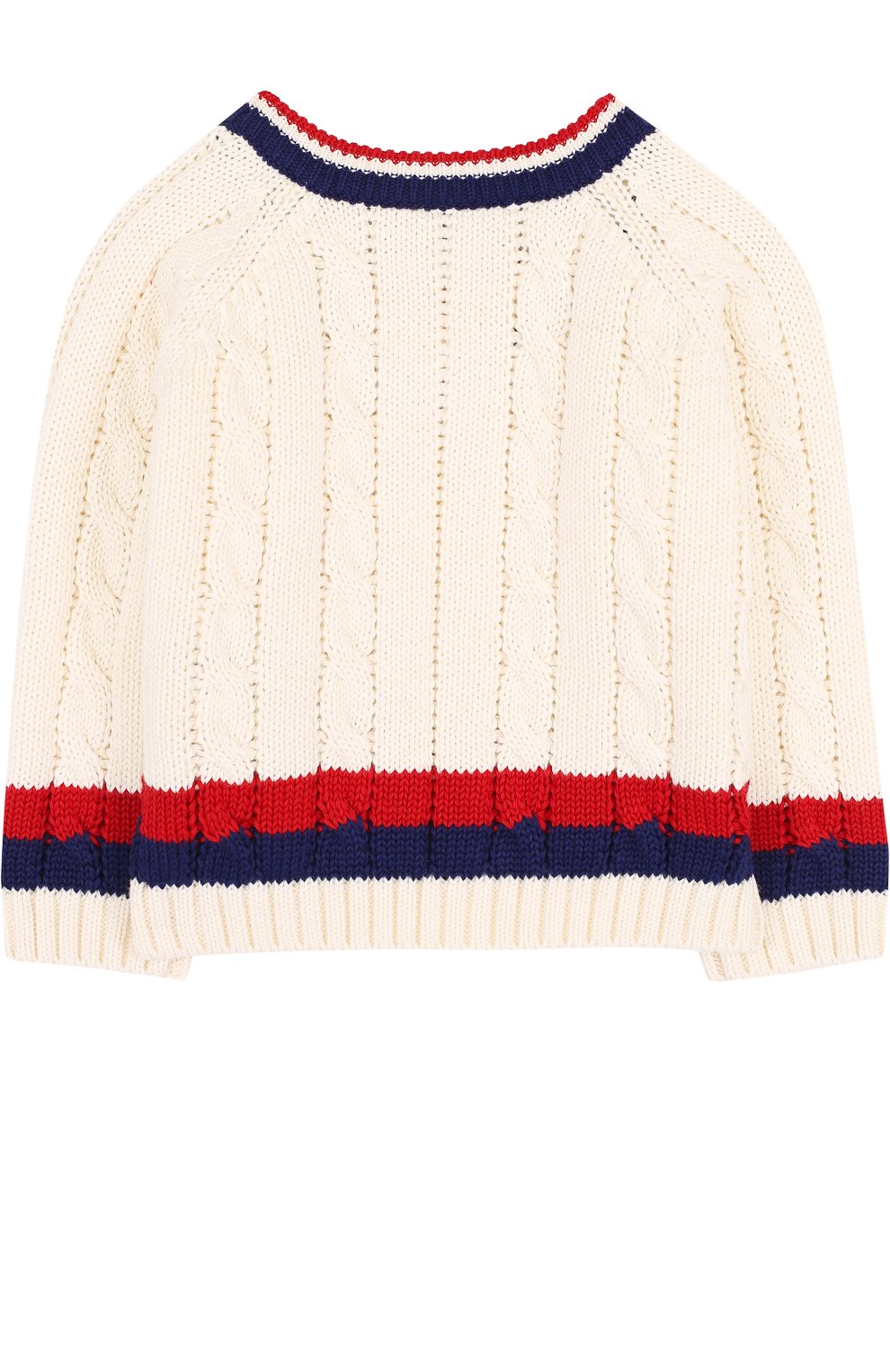 Хлопковый пуловер с контрастной отделкой и v-образным вырезом GUCCI, арт. 498314/X3I49, фото 2