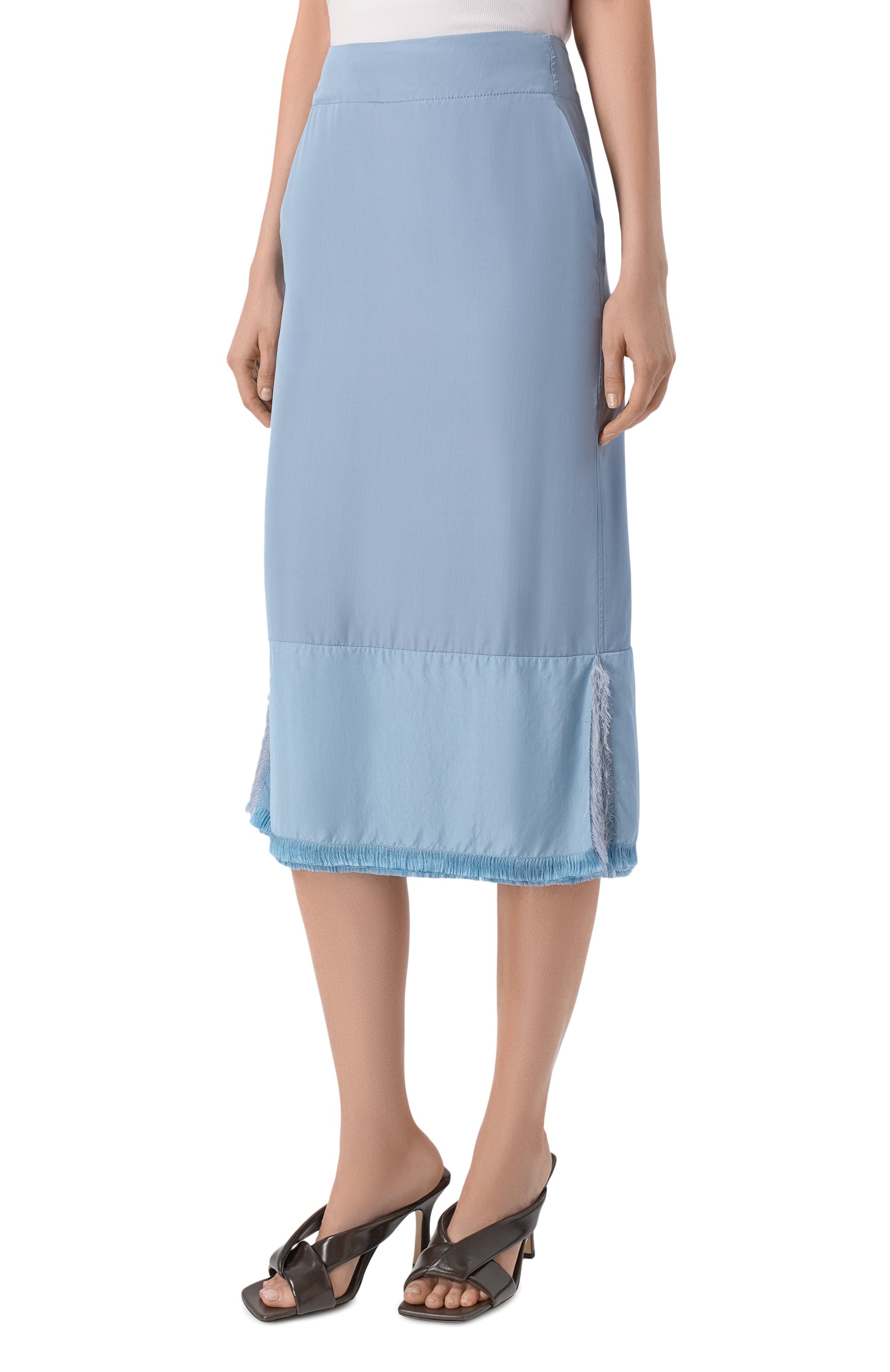 Юбка из вискозы и шелка BOTTEGA VENETA голубого цвета по цене 277500 руб., арт. 858509/V1TL0, фото 3 Юбка из вискозы и шелка BOTTEGA VENETA, арт. 858509/V1TL0, фото 3