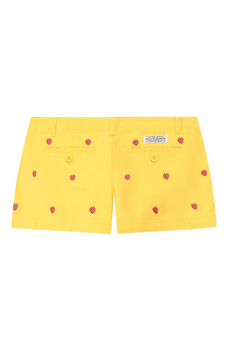 Детские хлопковые шорты POLO RALPH LAUREN желтого цвета, арт. 312736007 | Фото 2 (Материал внешний: Хлопок; Девочки Кросс-КТ: Шорты-одежда; Статус проверки: Проверена категория; Случай: Повседневный; Нос: Не проставлено; Ростовка одежда: 5 лет | 110 см, 6 лет | 116 см)